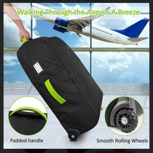 New Stroller Rolling Travel Bag Black w/ Green Accents